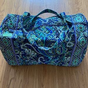 Vera Bradley Teal and Blue Paisley Large Duffle Travel Bag